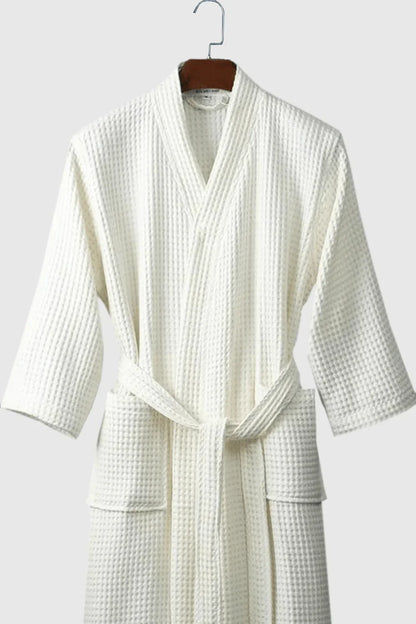 Peignoir léger en coton nid d’abeille unisexe