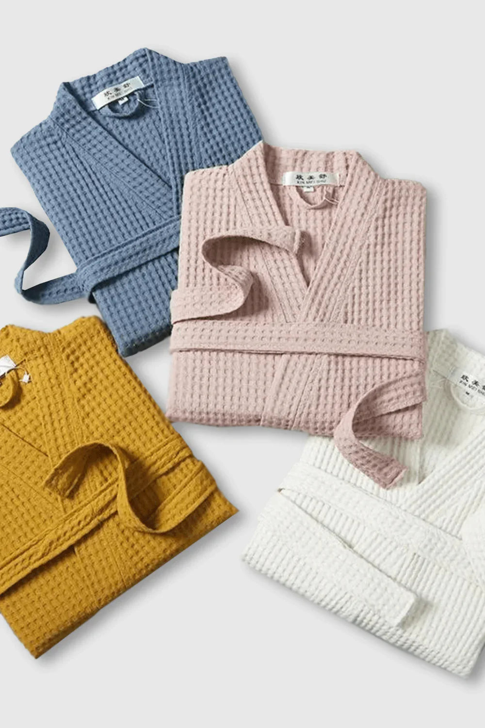 Peignoir léger en coton nid d’abeille unisexe