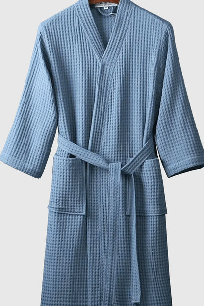 Peignoir léger en coton nid d’abeille unisexe