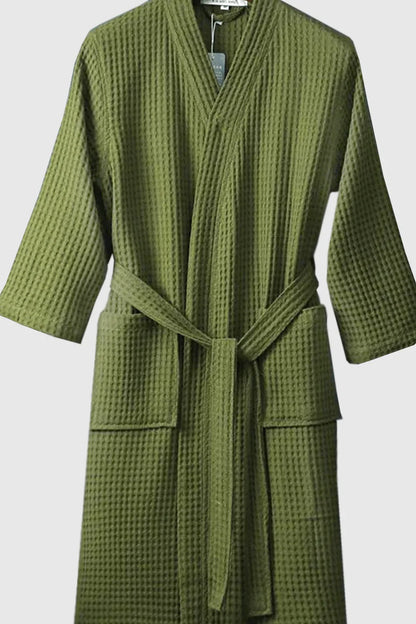 Peignoir léger en coton nid d’abeille unisexe