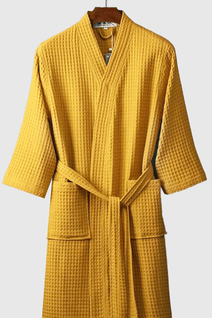 Peignoir léger en coton nid d’abeille unisexe