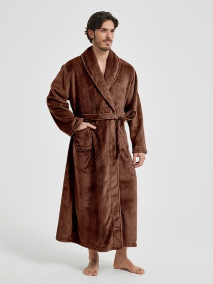 Peignoir homme polaire longue coupe avec col châle