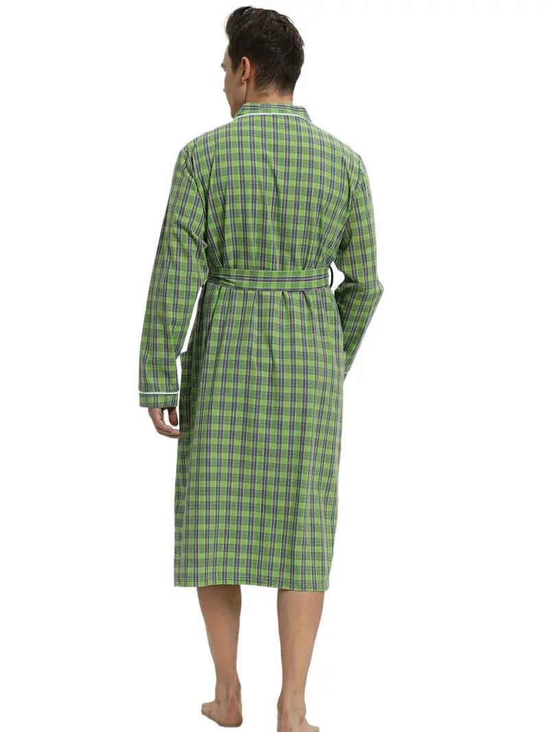 Peignoir de Bain Vert À Carreaux en Coton 420g/m²