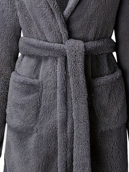 Peignoir polaire homme à capuche polaire avec poches et ceinture