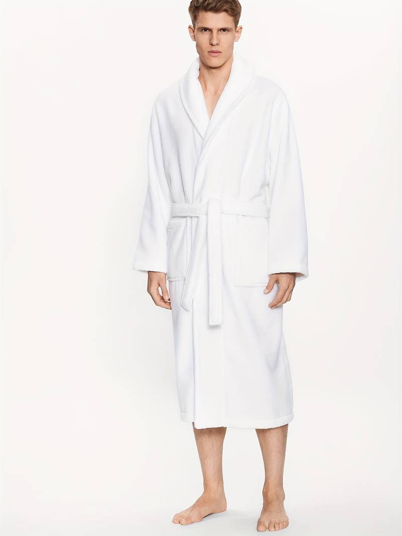 Peignoir Homme Polaire de Bain Blanc