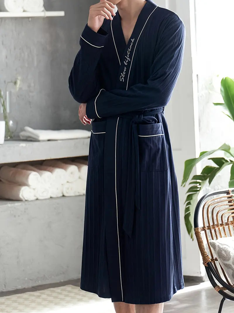 Peignoir de Luxe en Coton Bleu