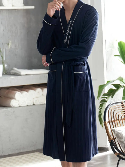 Peignoir de Luxe en Coton Bleu