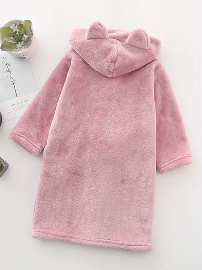 Peignoir de Bain Enfant Fille avec Motif D'ours