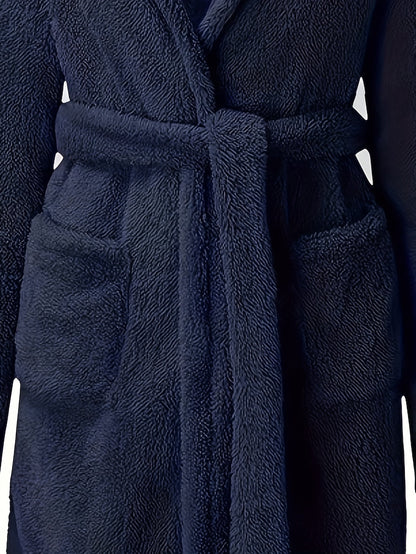 Peignoir polaire homme à capuche polaire avec poches et ceinture