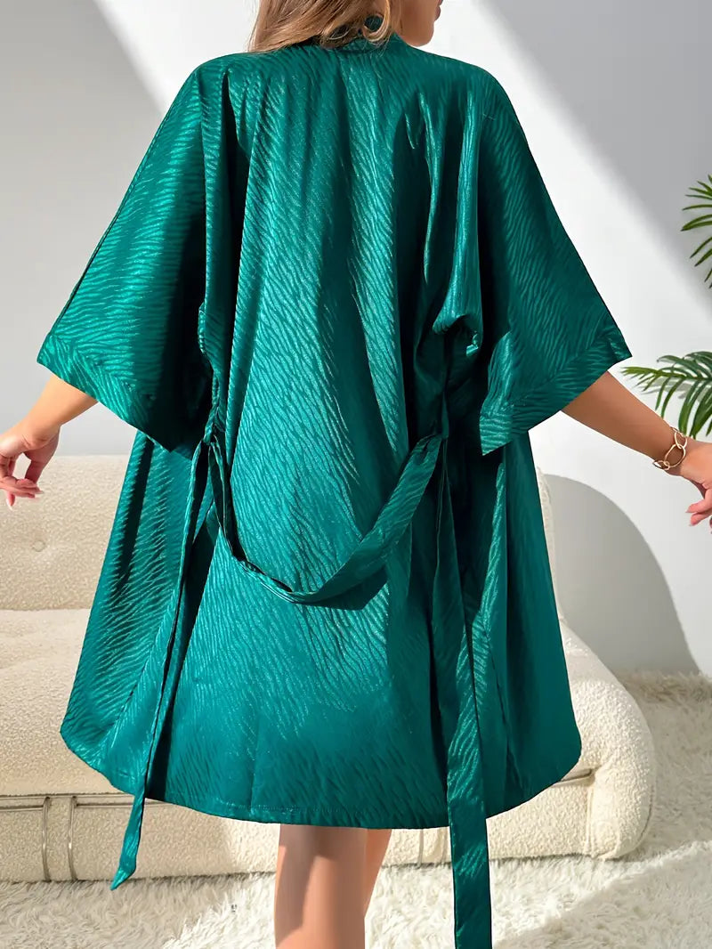 Peignoir Doux en Satin Vert
