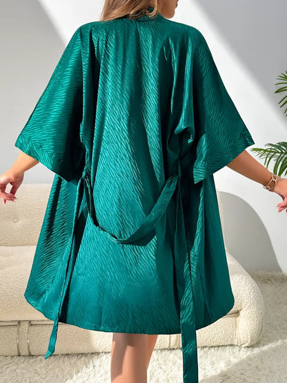 Peignoir Doux en Satin Vert