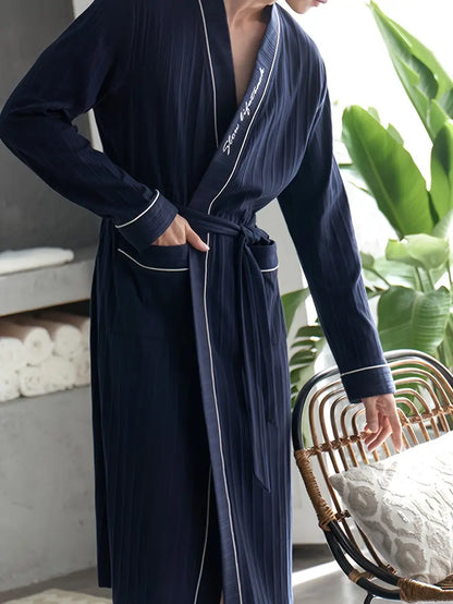 Peignoir de Luxe en Coton Bleu