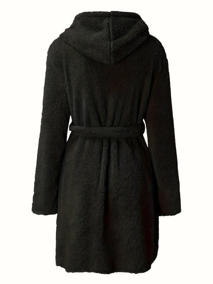 Peignoir polaire homme à capuche polaire avec poches et ceinture