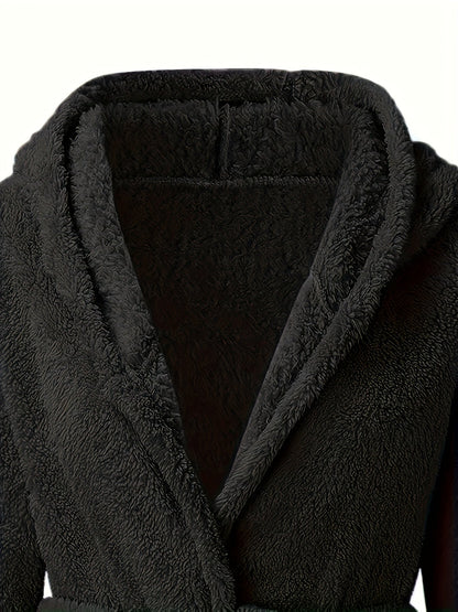 Peignoir polaire homme à capuche polaire avec poches et ceinture