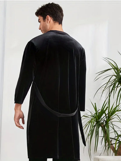 Peignoir Noir en Tissu Éponge et Doux