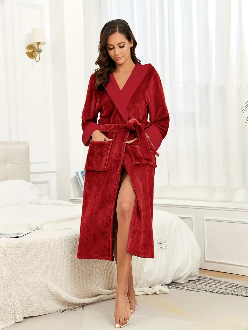 Peignoir Polaire Épaisse Chaud avec Capuche