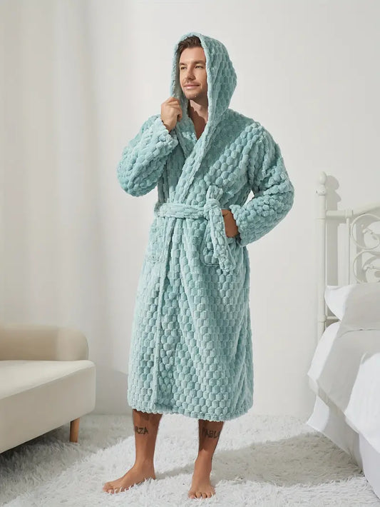 Peignoir Bleu Luxueux avec Capuche