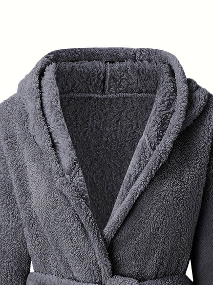 Peignoir polaire homme à capuche polaire avec poches et ceinture