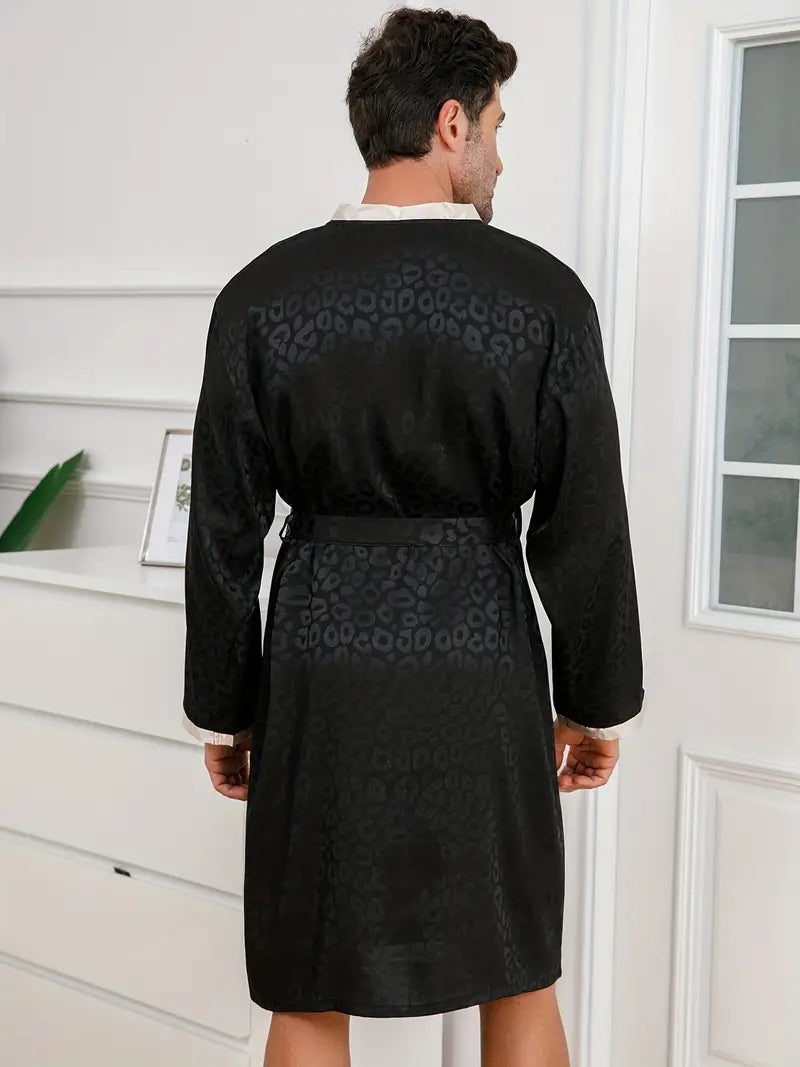 Peignoir de Luxe à Imprimé Léopard Noir