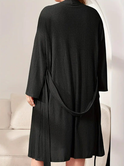 Peignoir Grande Taille Noir en Coton
