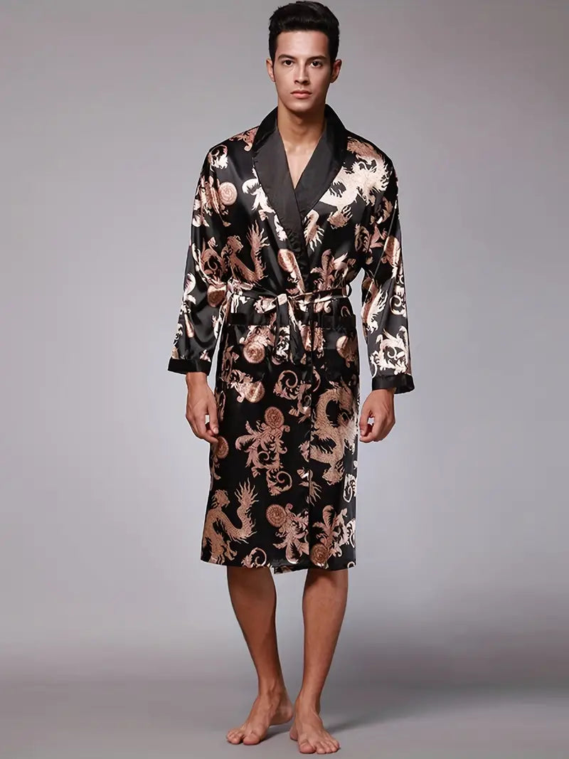 Peignoir de Luxe Doux avec Imprimé Dragon