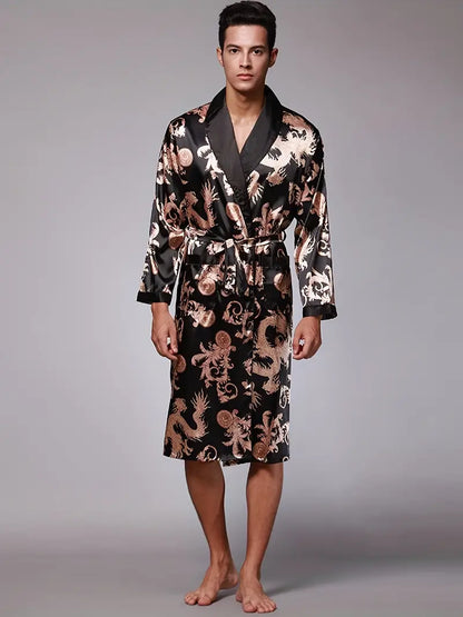 Peignoir de Luxe Doux avec Imprimé Dragon
