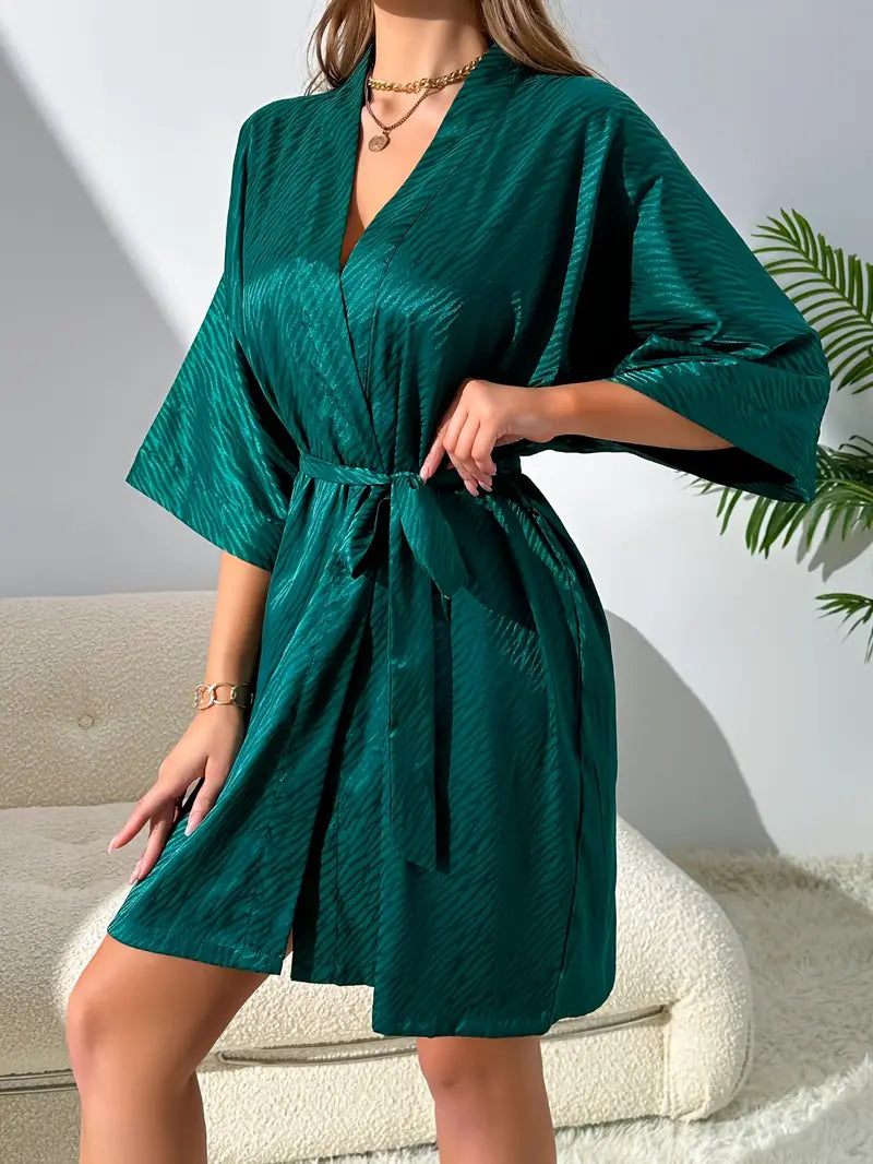 Peignoir Doux en Satin Vert