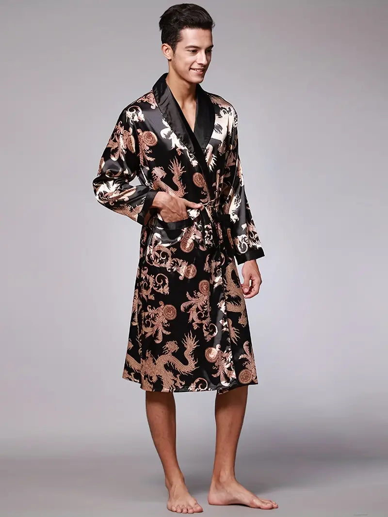 Peignoir de Luxe Doux avec Imprimé Dragon